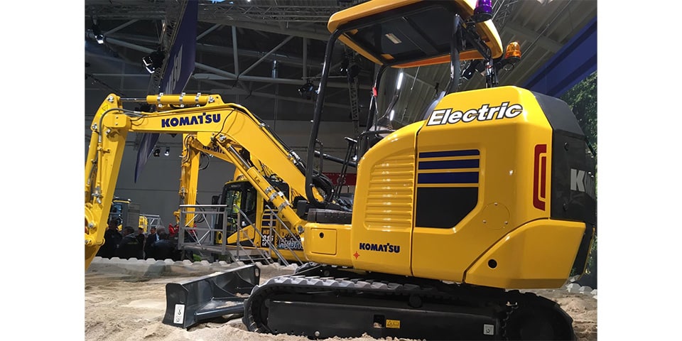 Elektrische minigraafmachine van Komatsu gepresenteerd op de Bauma 2019
