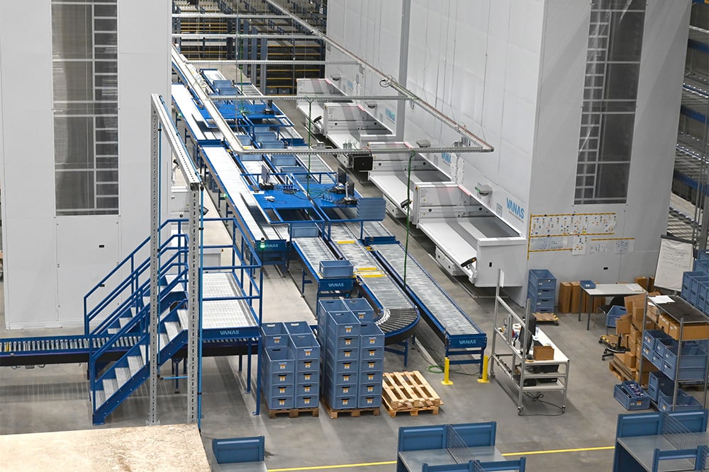 New conveyors connect critical warehouse areas and systems