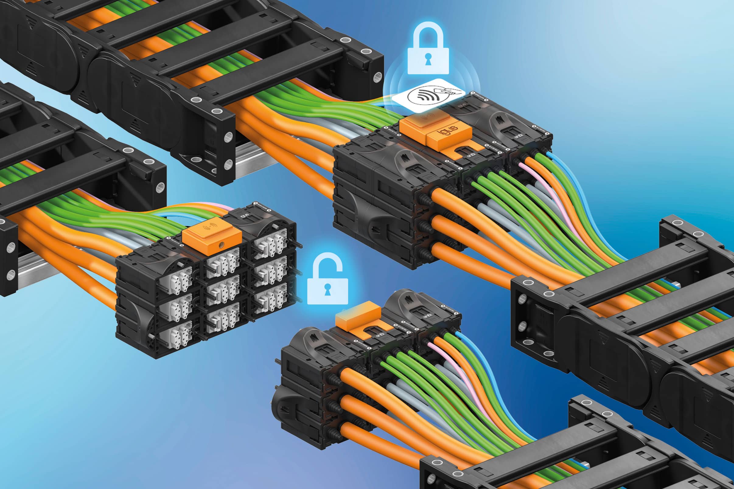 Meer veiligheid voor kabelrupsen: igus presenteert RFID-slot voor Module Connect 4