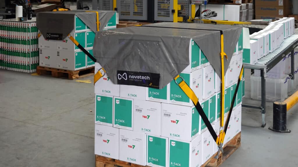Novatech International is replacing stretch film with reusable pallet wraps from return2sender 1